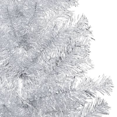 vidaXL Forhåndsbelyst kunstig juletre med kulesett sølv 240 cm PVC