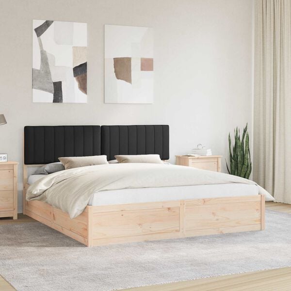 vidaXL Sengeramme med Polstret Hodegjerde Svart 180 x 200 cm