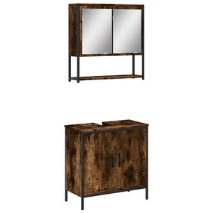 vidaXL Baderomsskapsett 2 deler r&oslash;kt eik konstruert tre