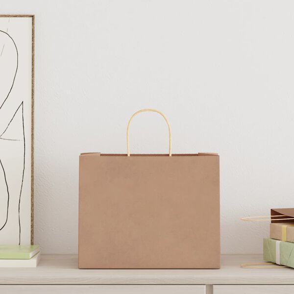 vidaXL Papirposer 50 stk med h&aring;ndtak brun 32x22x24 cm