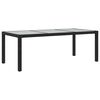 vidaXL Hagebord 190x90x75 cm herdet glass og polyrotting svart