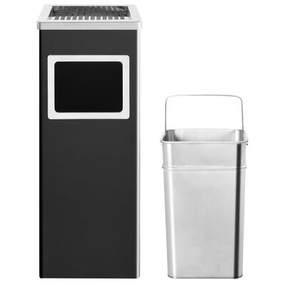 vidaXL Søppelkasse med askebeger 36 L stål svart