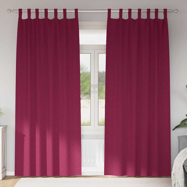 vidaXL M&oslash;rkleggende Gardiner med Ringer 2 pcs Vinr&oslash;d 260 x 140 cm