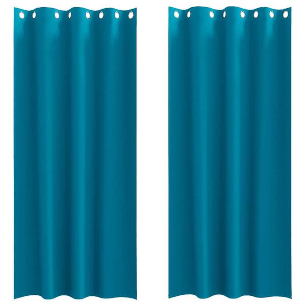 vidaXL Mørkleggende Gardiner med Ringer 2 pcs Turkis 225 x 140 cm