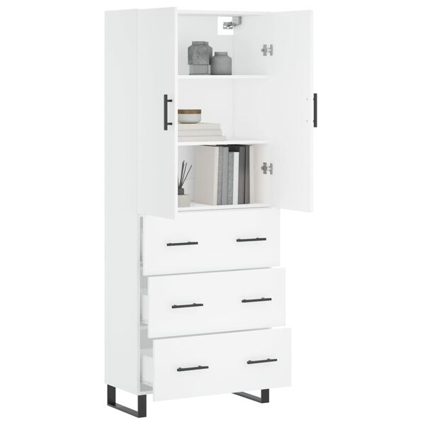 vidaXL Highboard hvit 69,5x34x180 cm konstruert tre