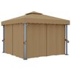 vidaXL Paviljong med gardin 3x3 m gr&aring;brun aluminium