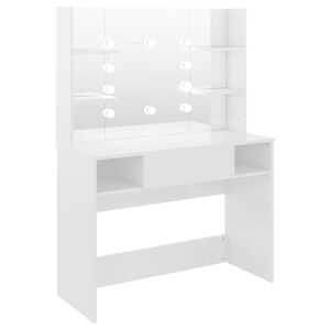 vidaXL Sminkebord med LED-lys 100x40x135 cm MDF blank hvit