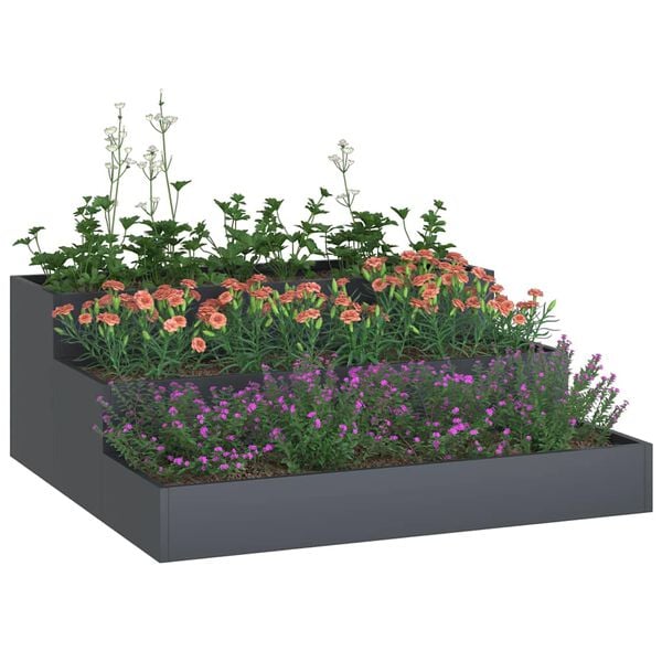 vidaXL Hageblomsterpotte Antrasitt 90 x 90 x 35 cm Kaldvalsestål