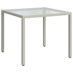 vidaXL Hagebord 90x90x75 cm herdet glass og polyrotting hvit