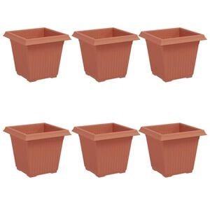 vidaXL Firkantet Blomsterpotte 6 pcs Klinker R&oslash;d 16 x 16 x 14 cm Plast