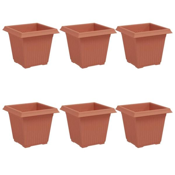 vidaXL Firkantet Blomsterpotte 6 pcs Klinker R&oslash;d 43 x 43 x 33.5 cm