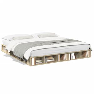vidaXL Sengeramme sonoma eik 200x200 cm konstruert tre