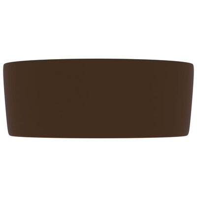 vidaXL Luksuriøs servant rund matt mørkebrun 40x15 cm keramisk