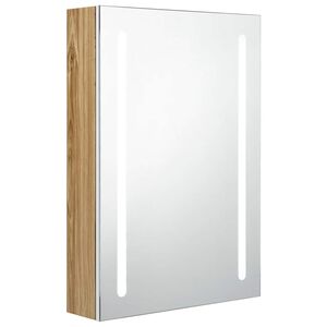 vidaXL LED-speilskap til bad hvit og eik 50x13x70 cm