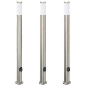 vidaXL Pullertlamper med stikkontakt 3 stk 110 cm rustfritt st&aring;l IP44