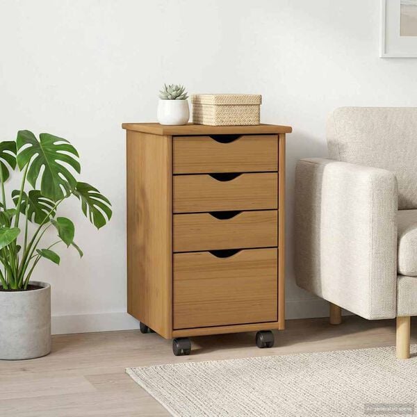 vidaXL Rullende skap MOSS HonningBrun 34 x 39 x 56 cm Massiv furu