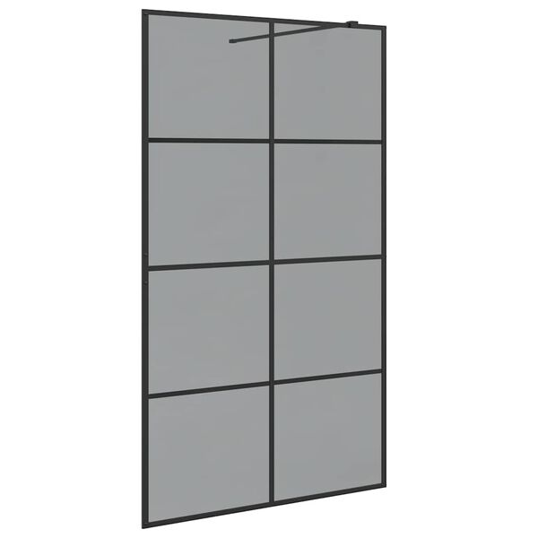 vidaXL Walk-in Dusjvegg Svart 115 x 195 cm herdet glass