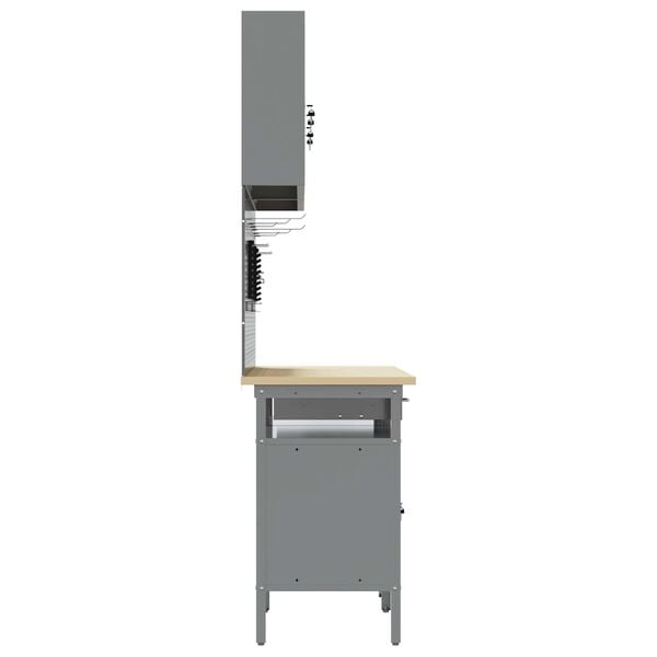 vidaXL Arbeidsbenksett med skuff 8 pcs Svart 200 x 55 x 200 cm St&aring;l