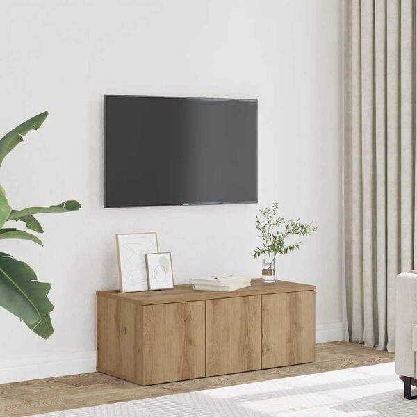 vidaXL TV-benk artisan eik 80x34x30 cm konstruert tre