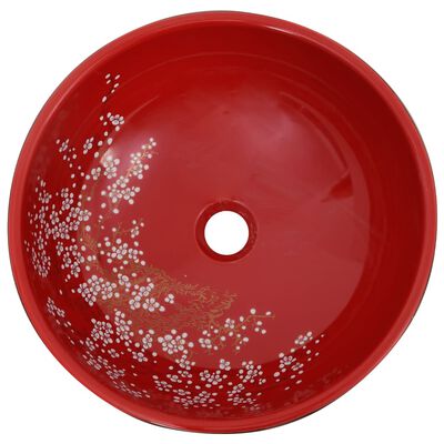 vidaXL Benkeservant svart og rød rund Φ41x14 cm keramikk