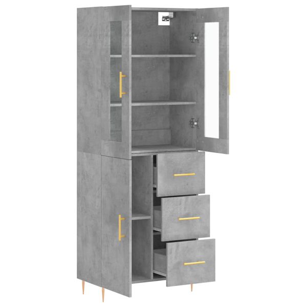 vidaXL Highboard betonggr&aring; 69,5x34x180 cm konstruert tre