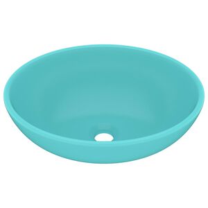 vidaXL Luksuri&oslash;s servant ovalformet matt lysegr&oslash;nn 40x33 cm keramisk