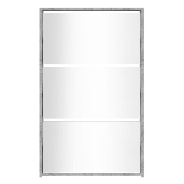 vidaXL Skoskap med speil 3 lag gr&aring; sonoma 63x17x102,5 cm