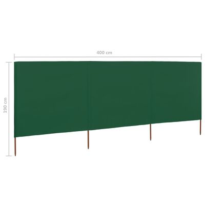 vidaXL Vindskjerm 3 paneler stoff 400x160 cm grønn