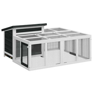 vidaXL Kaninbur gr&aring; 144x123x67,5 cm heltre furu