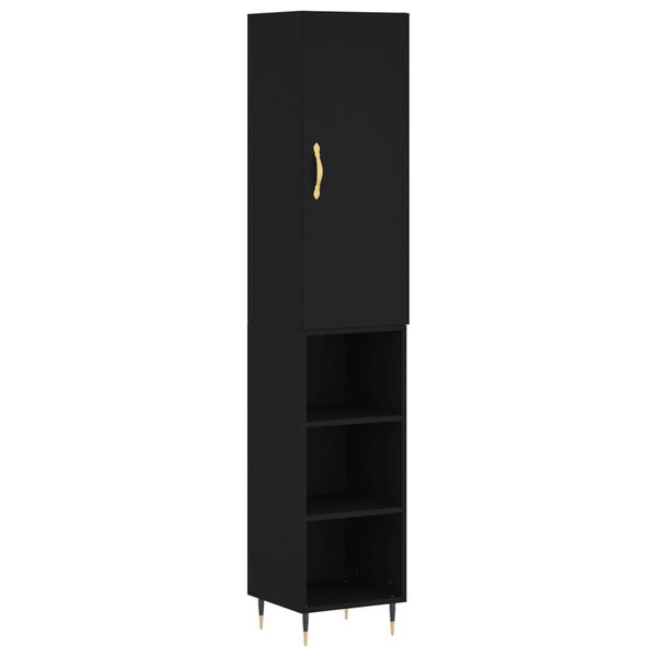 vidaXL Highboard svart 34,5x34x180 cm konstruert tre
