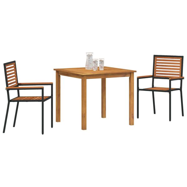 vidaXL Hage Spisegruppe 3 pcs Svart Poly rattan