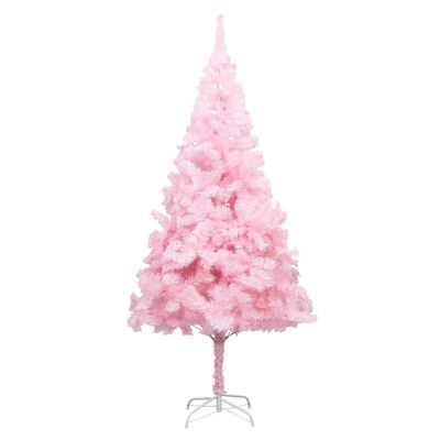 vidaXL Forhåndsbelyst kunstig juletre med stativ rosa 210 cm PVC
