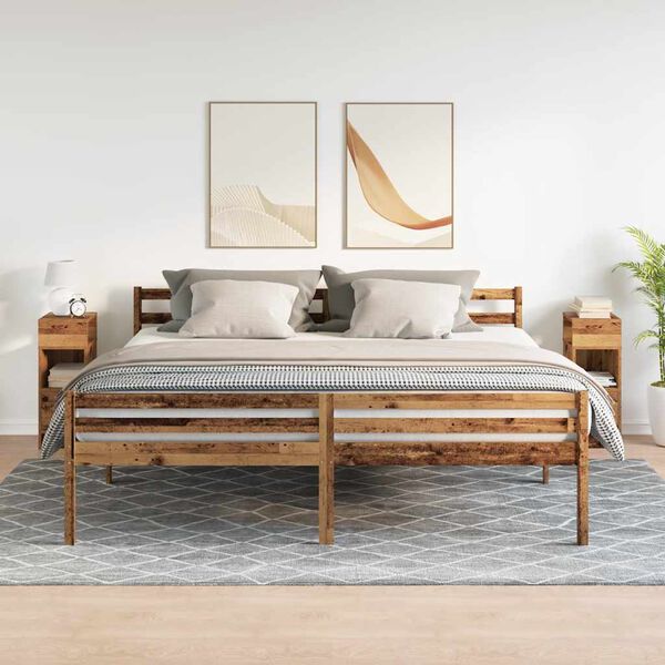 vidaXL Nattbord 2 stk med skuff gammelt tre 25x31x66 cm