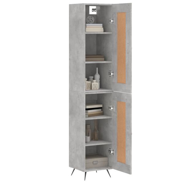 vidaXL Highboard betonggr&aring; 34,5x34x180 cm konstruert tre