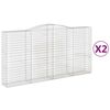 vidaXL Gabionkurver buede 2 stk 400x50x200/220 cm galvanisert jern