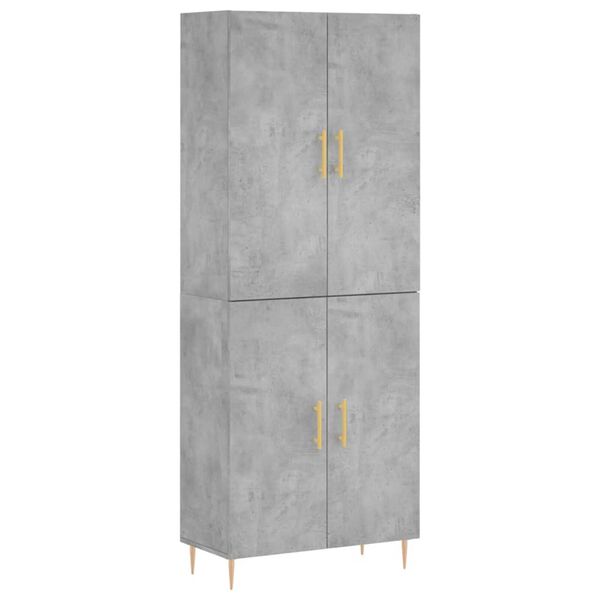 vidaXL Highboard betonggr&aring; 69,5x34x180 cm konstruert tre