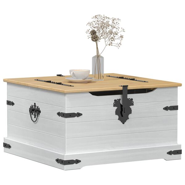 vidaXL storage box med hylle Hvit 78 x 78 x 45 cm Massiv furu