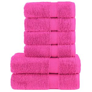 vidaXL Premium h&aring;ndklesett 6 deler SOLUND rose 600 g/m2