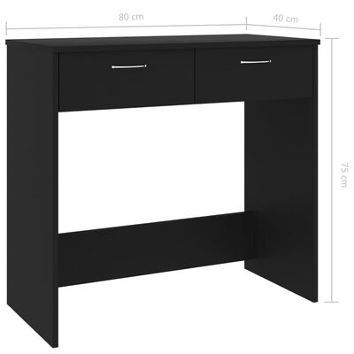 vidaXL Skrivebord svart 80x40x75 cm sponplate