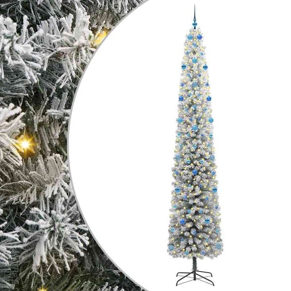 vidaXL Kunstig juletre med 300 LED grønn 300 cm PVC og stål og plast