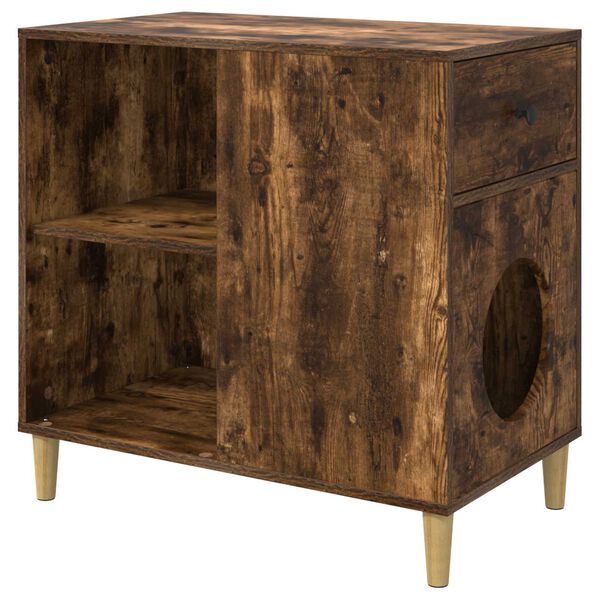 vidaXL Katt Hus R&oslash;kt eik 72 x 42.5 x 70 cm Konstruert tre