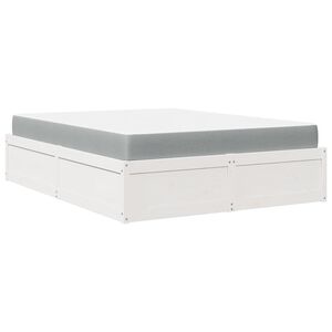 vidaXL Seng med madrass hvit 160x200 cm heltre furu