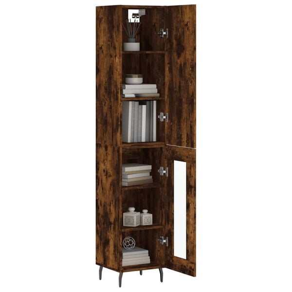 vidaXL Highboard r&oslash;kt eik 34,5x34x180 cm konstruert tre