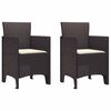 vidaXL Hage Stol med pute 2 pcs Brun 53 x 49 x 85 cm Polypropen