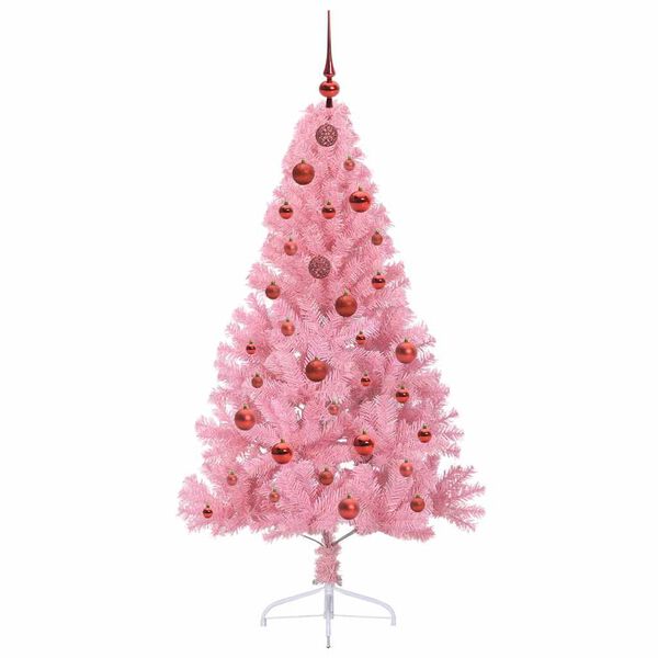 vidaXL Kunstig Forh&aring;ndsopplyst Juletre med 150 LED Rosa 150 cm PVC