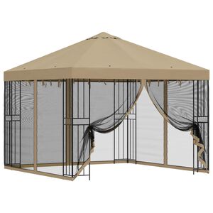 vidaXL Hagepaviljong med sidevegger 3 x 3 m Beige Polyester og st&aring;l