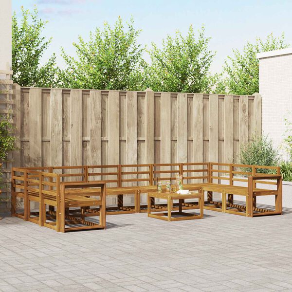 vidaXL Utend&oslash;rs sofa-sett 11 pcs Naturlig Solid akasietre