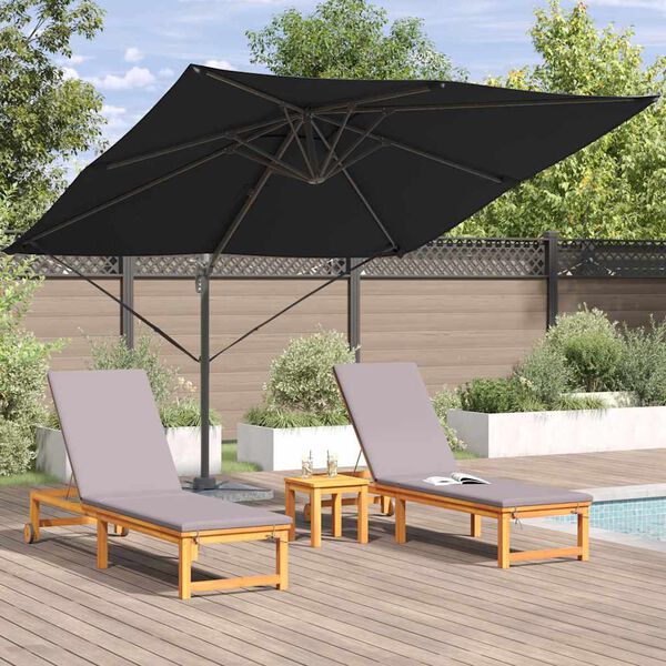 vidaXL Roma parasol Svart 286 x 285 x 265 cm Polyester og aluminium