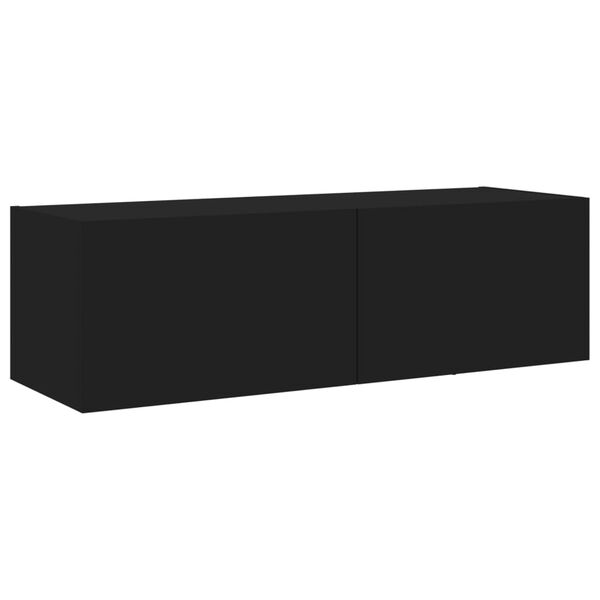 vidaXL Vegghengt TV-benk med LED svart 100x35x31 cm