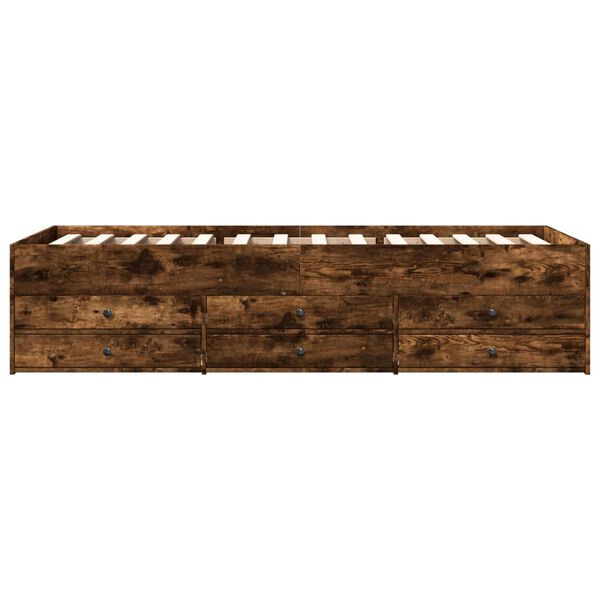 vidaXL Dagseng med skuffer uten Madrass røkt eik 100x200 cm
